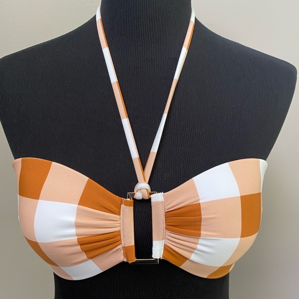 Antonio Melani Plaid Swimsuit Bikini Top